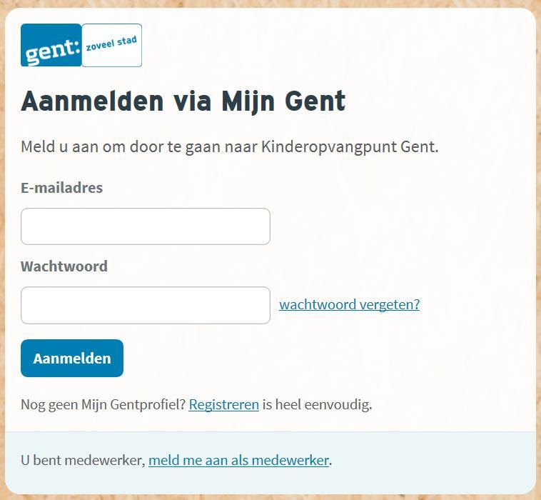 Het aanmeldscherm van Mijn Gent zal zich openen.
