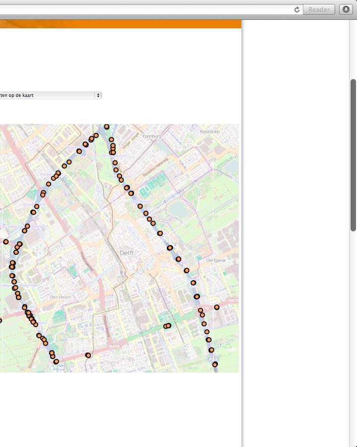 Datafusie pilot (2014) Meetpunt Aanslui ng/ knooppunt Weggenomen meetpunt Op netwerk rondom Delft