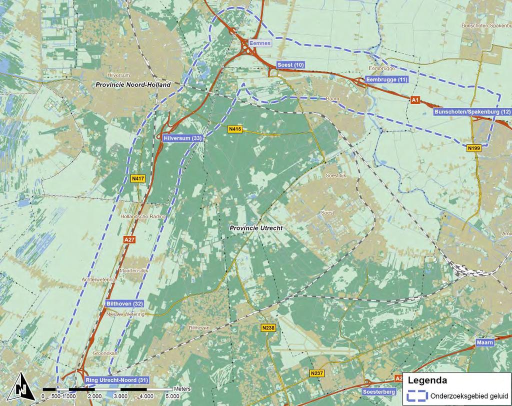 werkgrenzen is de kilometrering van het onderzoeksgebied langs de A27 van km 82,9 tot km 97,4. Het onderzoekgebied langs de A1 loopt van km 29,7 tot km 39,6.