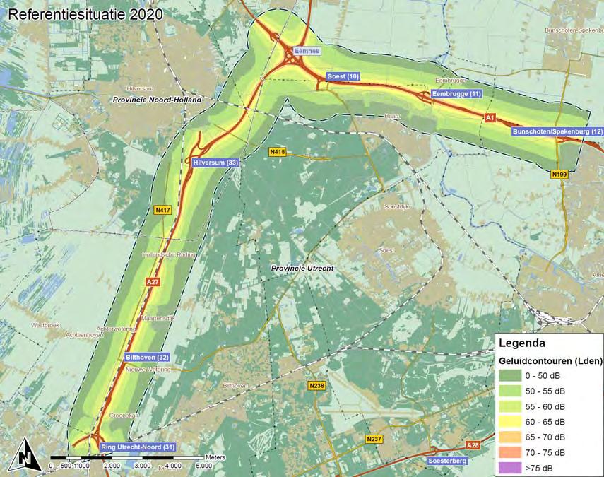 Afbeelding 23 Contouren referentiesituatie 2020 Effecten Tabel 47 Effectscores akoestisch ruimtebeslag (exclusief mitigerende maatregelen) Criterium Referentie VKA (zonder maatregelen) MINA (zonder