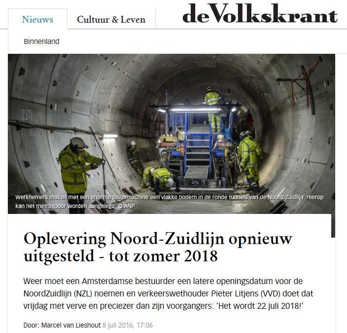 Noord-Zuid Metrolijn Amsterdam Start