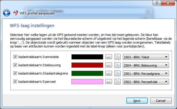 Gebruik WFS Om bij de annotatie de teksten zichtbaar te krijgen, moet het tekst-attribuut gelabeld worden.