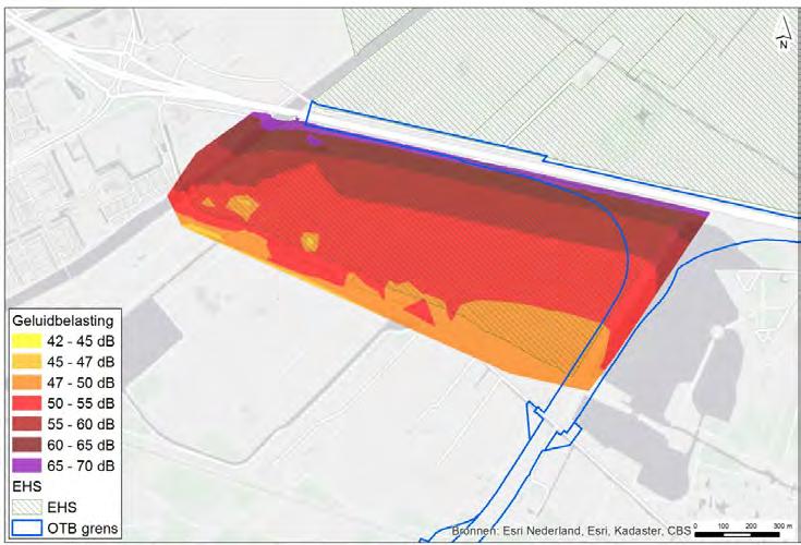 Afbeelding 8.8 Geluidcontouren referentiesituatie (zonder Blankenburgverbinding) Afbeelding 8.9 Geluidcontouren plansituatie (met Blankenburgverbinding) Afbeeldingen 8.8 en 8.