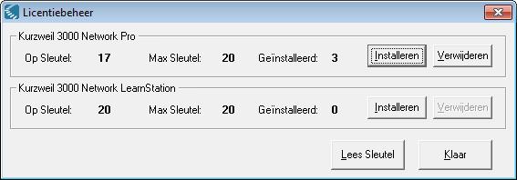 Kurzweil 3000 v14 Flex Handleiding vr netwerkinstallatie en beheer Het venster Licentie Beheer tnt de prductnaam, het aantal licenties dat deze sleutel kan pslaan (Max Sleutel) en het aantal