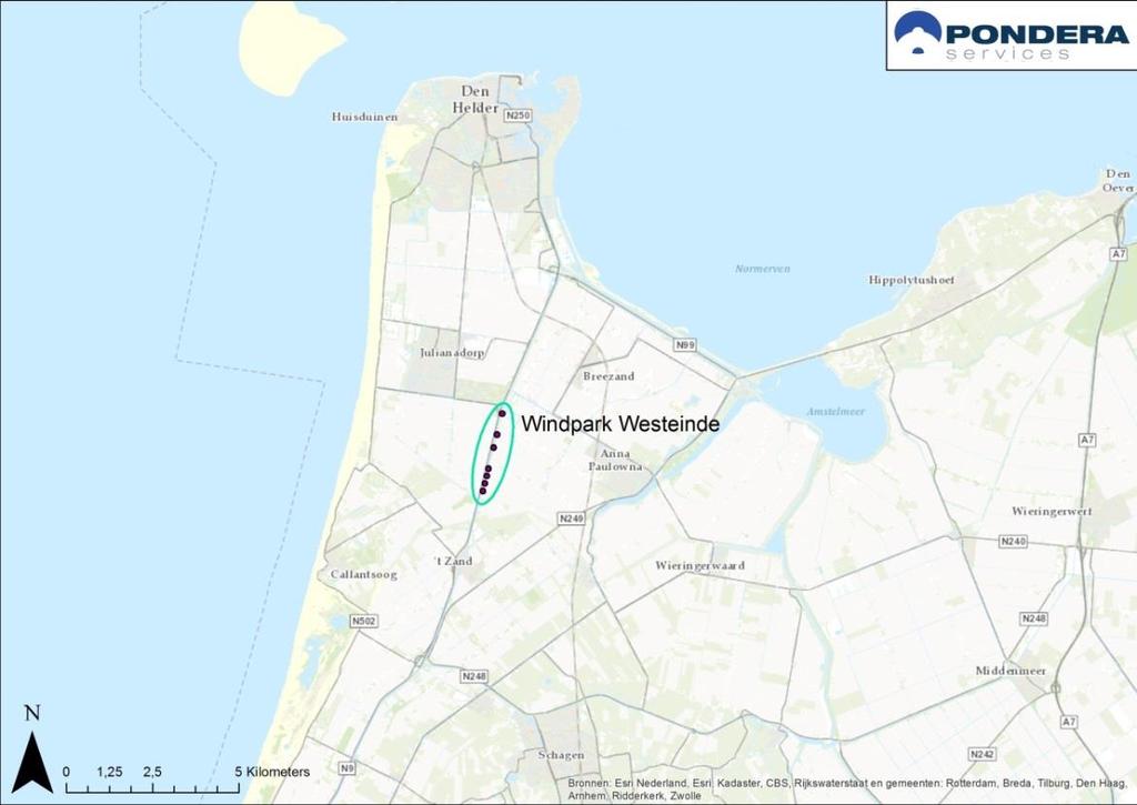 2 1.1 Locatie De nog te realiseren windturbines worden gepositioneerd langs het Noordhollandsch Kanaal ten westen van Anna Paulowna.