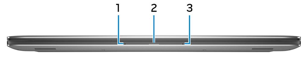 Aanzichten Voorzijde 1 Microfoon links Biedt digitale geluidsuitvoer voor audio-opnamen en spraakoproepen.