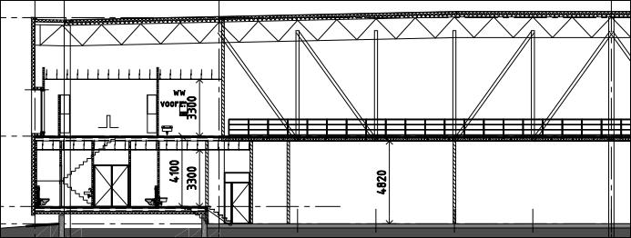 Doorsnede tpv mezzanine/hal Referentie: 16.