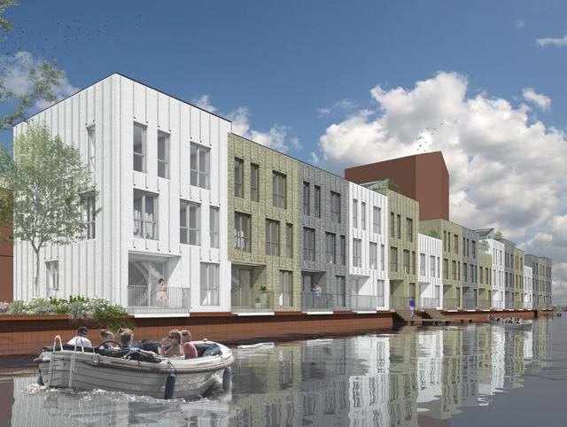 ' over de vrije kade Kadewoningen waterzijde Johan van Hasseltkanaal lok F Fase 4 Distelweg Kopwoningen 20 appartementen + 5 commerciële ruimten lok E Fase 3 lok D D3 D2 lichtschip Woonstraat