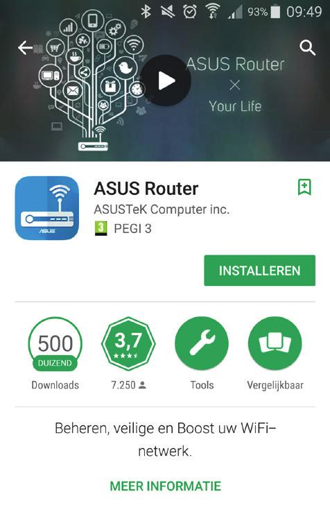 2. Typ in de zoekbalk van de Google Play Store of App Store ASUS Router.