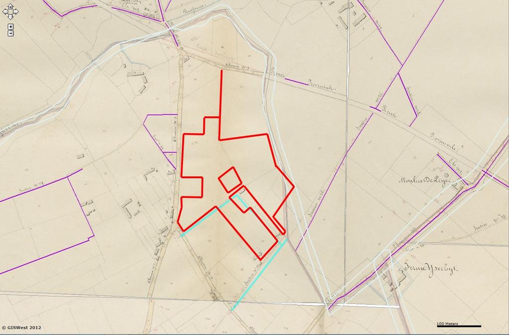 Fig. 2: Atlas der Buurtwegen (www.giswest.be/trage-wegen) 3.2.2 Archeologische voorkennis In en nabij het projectgebied zijn volgens de Centraal Archeologische Inventaris (Fig.