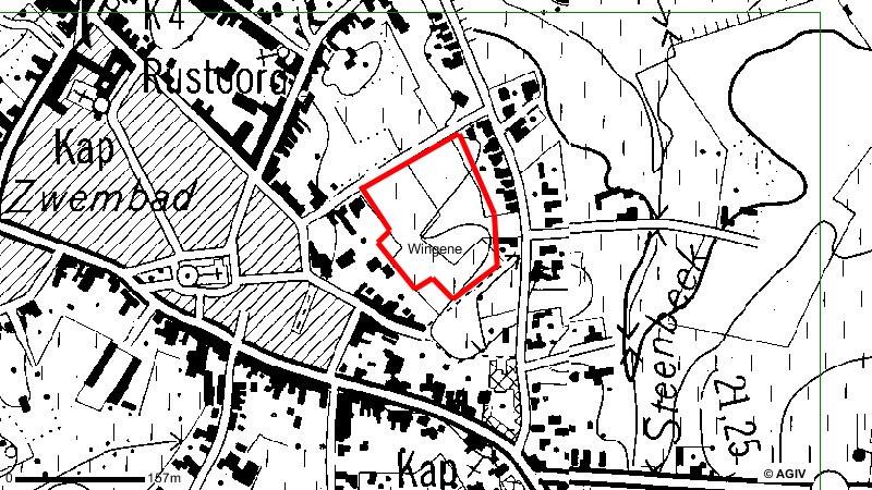 3 Beschrijving referentiesituatie 3. Landschappelijke context 3.. Topografie Op de topografische kaart is het gebied gelegen rond 2,25 m TAW (Fig. 4). De omgeving kent sterke hoogteverschillen.