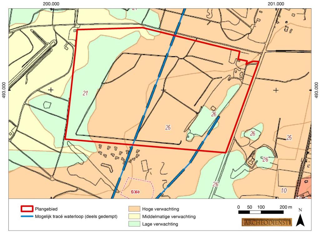 2 Quickscan 2.1 Gemeentelijke verwachtingskaart Op de gemeentelijke waarden- en verwachtingenkaart zijn zowel lage, middelhoge als hoge verwachtingszones binnen het plangebied aangegeven (Fig. 2.1).