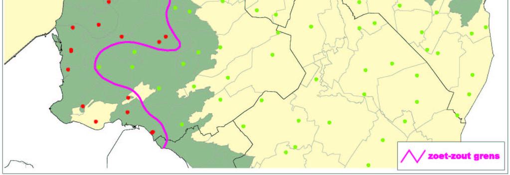 Doelstellingen grondwater ten aanzien van chloride Vanwege het van nature voorkomen van zout grondwater in delen van noord- en west Nederland, is binnen het KRW-proces een discussie over het