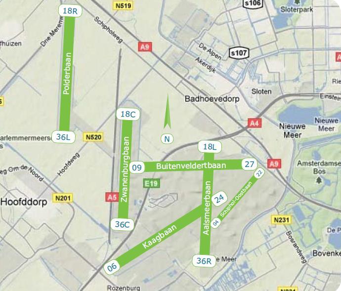 Bijlage 2 Banenstelsel en vliegpaden Schiphol (Bron: