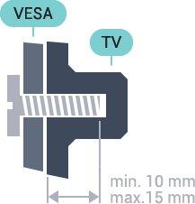 2 VESA MIS-F 200x200, M6 Installatie Voorbereiding Verwijder eerst de vier plastic schroefdoppen van de schroefdraadbussen aan de achterkant van de TV.