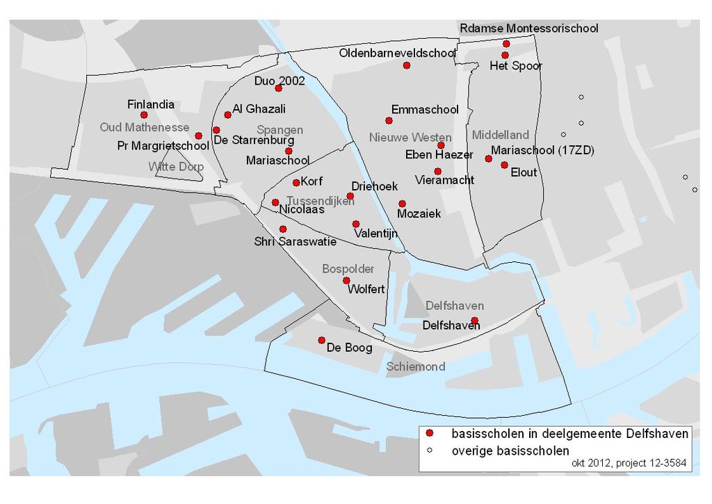 3.2 Delfshaven In de deelgemeente Delfshaven staan 23 basisscholen, verspreid over de verschillende buurten.