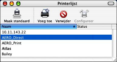 2-10 Gebruikers- software installeren op een Mac OS-computer 7. Klik op Open. 8. Klik op Voeg toe in het venster Printerlijst.