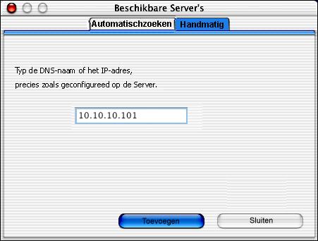 In dit venster staan alle servers die zijn gevonden in het lokale subnetwerk. OPMERKING: De apparaatnaam voor de EX7750 is EX7750. 2.