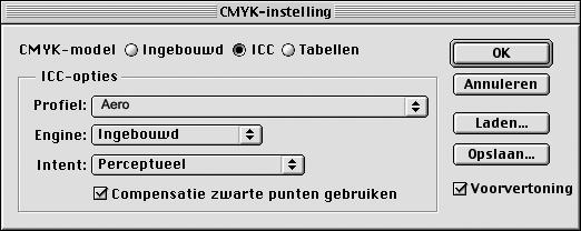 2-25 Kleurenbestanden installeren vanaf de cd met gebruikerssoftware Het ICC-apparaatprofiel voor de printer laden Het ICC-printerprofiel maakt conversies van RGB naar CMYK mogelijk die specifiek