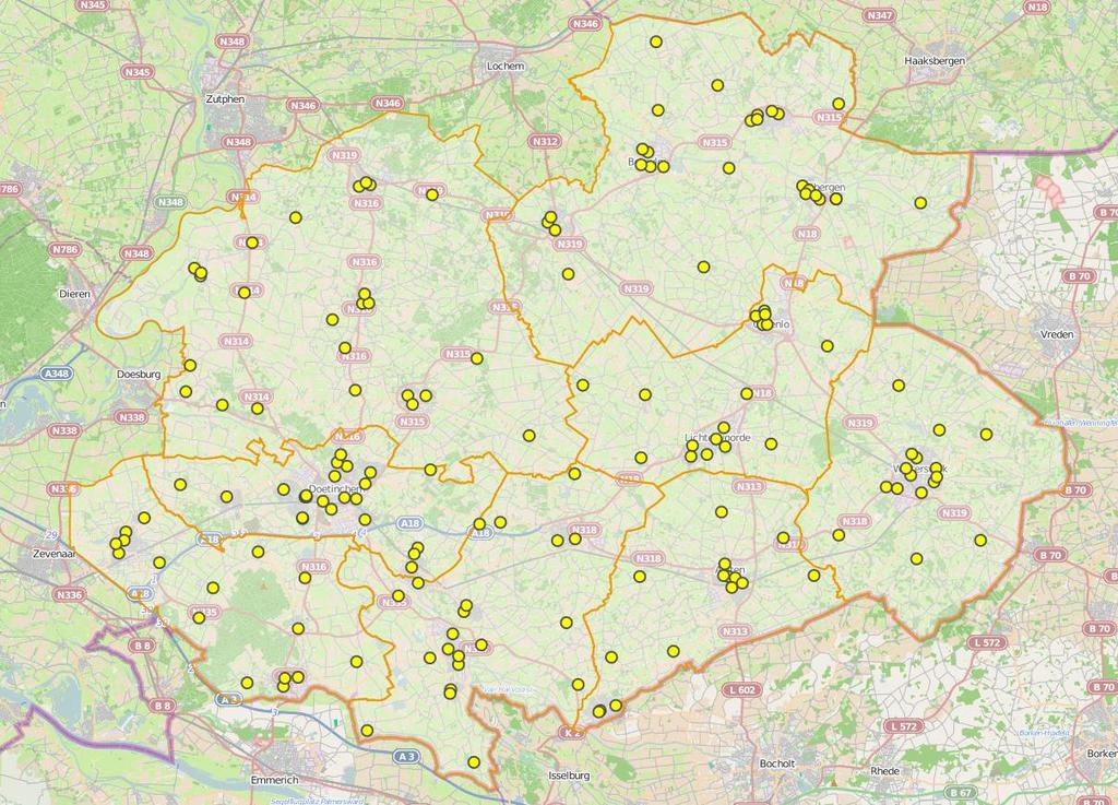 Totaal Achterhoek 162 26.594 164 21-33,5% Ter vergelijking, het totaal voor Nederland: Nederland 6.807 1.476.