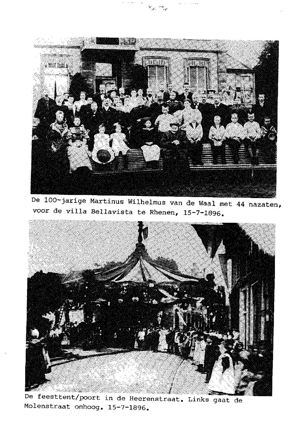 De 100-jarige Martinus Wilhelmus van de Waal met 44 nazaten, voor de villa Bellavista te Rhenen, 15-7-1896.