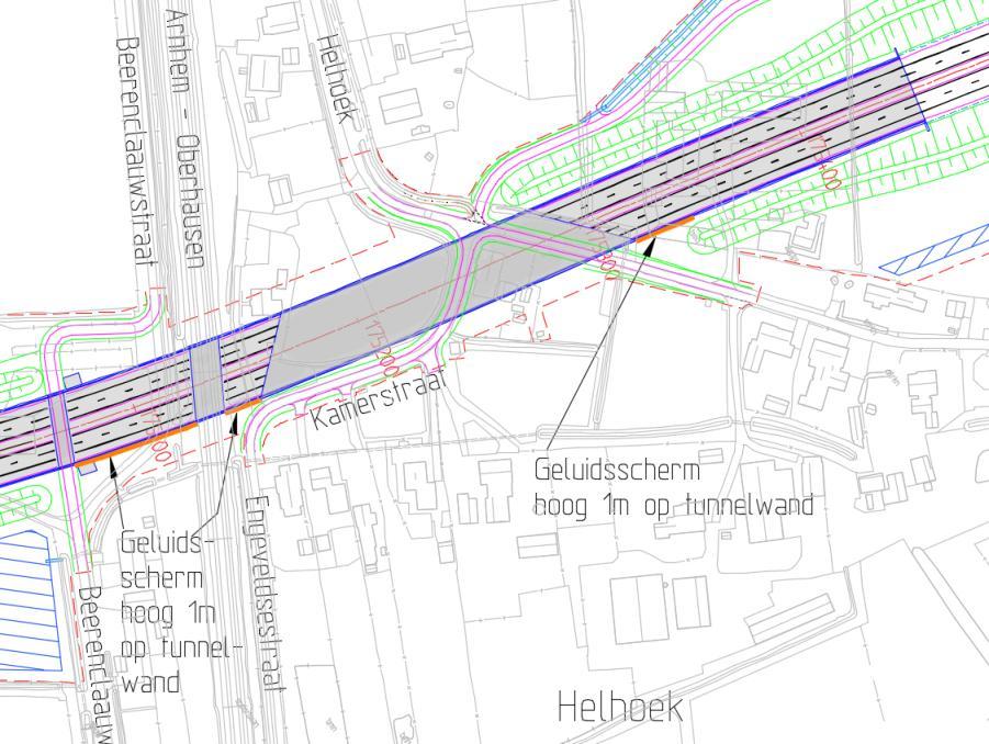Tracébesluit A12/A15 Ressen Oudbroeken (ViA15) februari 2017 met de A15, tegenover de aansluiting van de Kamerstraat op de weg Helhoek, en krijgt een breedte van 3,5 m. Figuur 3.4.