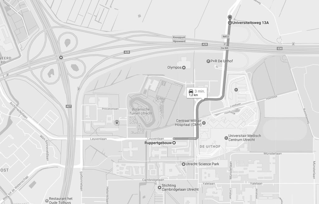 Vanuit Amersfoort: A28, afslag De Uithof (na afslag Zeist/Den Dolder) x Vanuit Den Bosch en Eindhoven: A2, knooppunt Oudenrijn richting Amersfoort A27, knooppunt Lunetten richting Amersfoort A28,