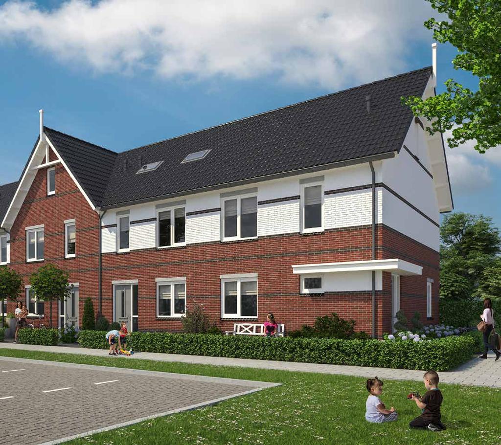 hoekwoning Optioneel Naast de optionele mogelijkheden van de andere woningen hebben de hoekwoningen als extra optie een tweede kozijn op de eerste verdieping in de zijgevel.