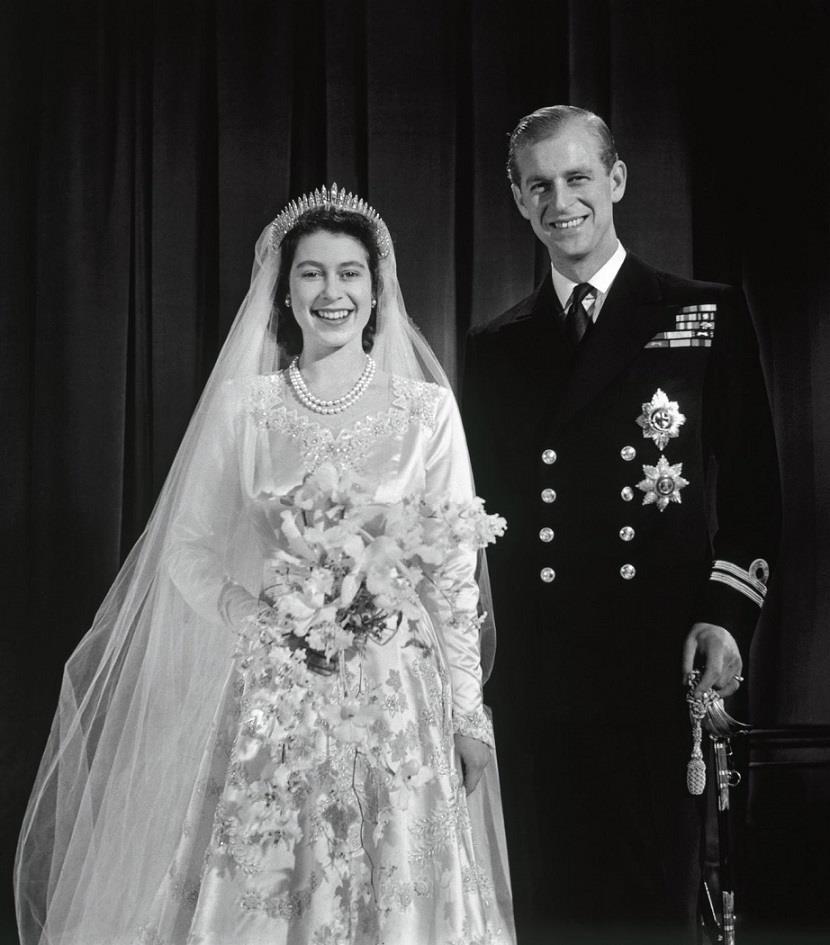 Huwelijk van Elizabeth en Philip Mountbatten in 1947 Het pasgetrouwde stel betrok Clarence House