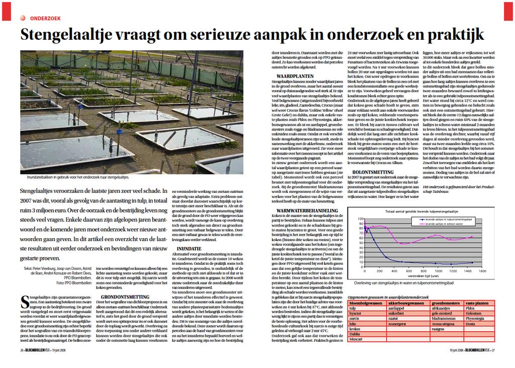 8.4 Bijlage IV Vakbladartikel: Stengelaaltje vraagt om serieuze aanpak in onderzoek en praktijk. Vreeburg, P. ; Doorn, J. van ; Boer, A.