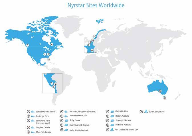 Managementrapport Managementrapport Primaire producten Nyrstar is een wereldwijd multimetalenbedrijf met een leidende marktpositie in zink en lood en groeiende marktposities in andere basis- en