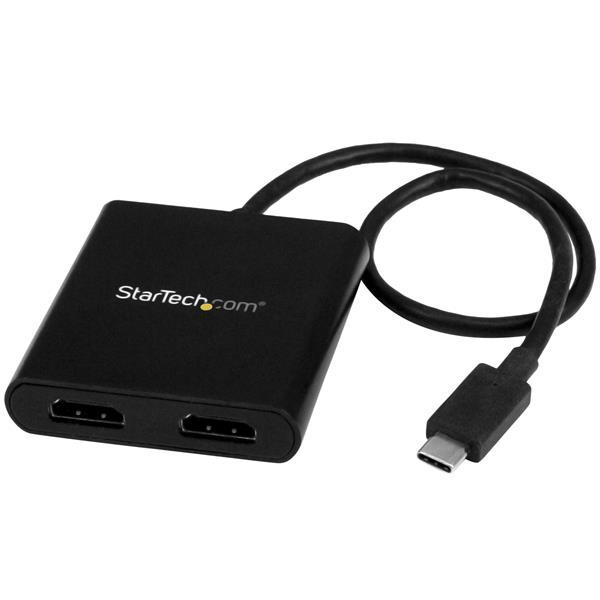 USB-C naar HDMI multi-monitor splitter - 2-poorts MST Hub Product ID: MSTCDP122HD Met deze MST hub kunt u twee HDMI -schermen op uw USB-C computer aansluiten.