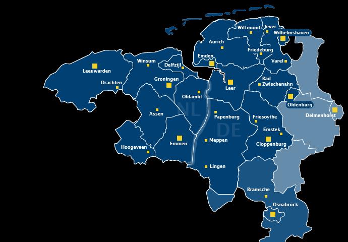 3 KENMERKEN PER REGIO De Nederlands-Duitse grens kent vijf Euregio s 21 die onderling zowel overeenkomsten als verschillen vertonen.