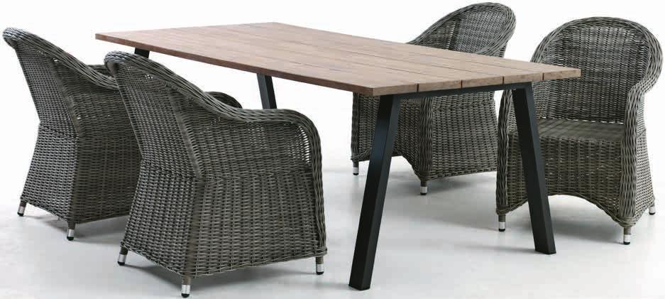 hardhout met tafel B78 x L150 x H75 cm en bijpassende