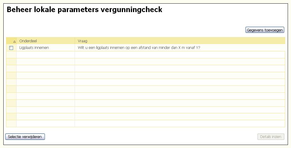 De lokaal beheerder kan ten slotte lokale vragen toevoegen aan de aanvraagformulieren en het meldingformulier met betrekking tot het gebruik van regionale waterstaatswerken.