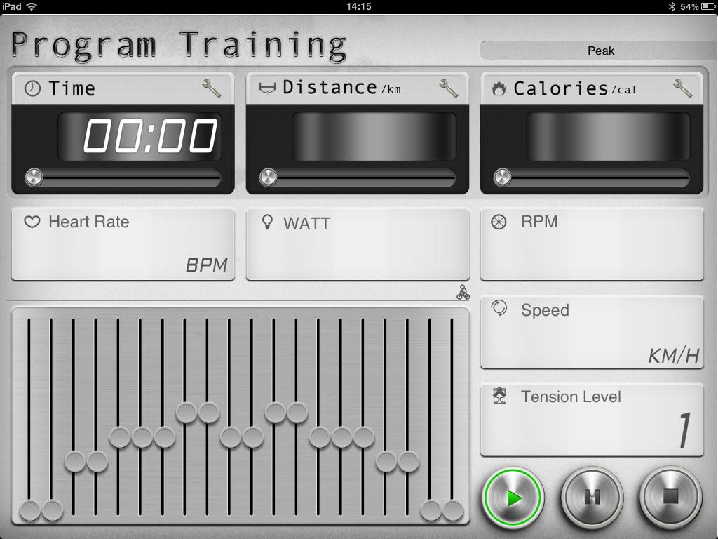 4. Use When you have selected the preferred profile a few values have to be entered: TIME, DISTANCE and CALORIES.