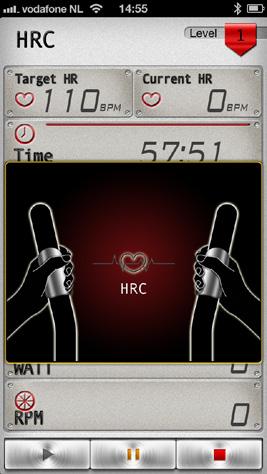 4. Use HRC - Hear Rate Controlled program When you want to train by using your heart rate, select HRC in the training menu. First the heart rate goal needs to be set. The default goal is set to 65%.