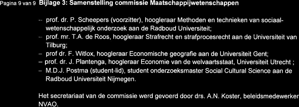 Pagina 9 van 9 B jlage 3: Samenstelling commissie Maatschappijwetenschappen - - prof. dr. P.