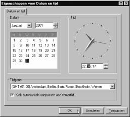 Windows-instellingen en de werkomgeving 11 Instellen van datum en tijd Het komt wel eens voor dat de tijd op uw PC niet meer gelijk loopt met de eigenlijke klok.