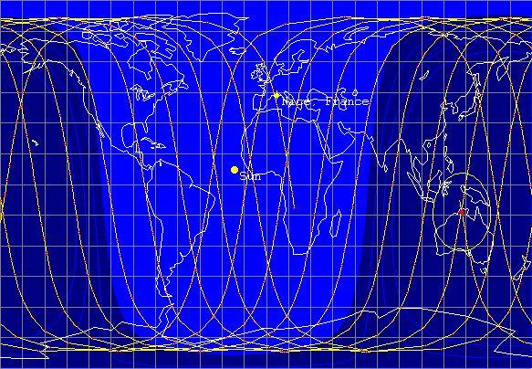 figuur 9 Een satelliet valt door de wetten van de zwaartekracht in een zeer constante baan om de aarde heen.