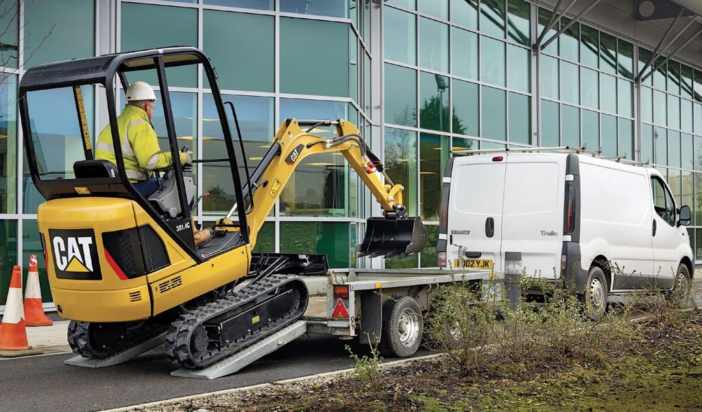 Veelzijdigheid Eenvoudig te transporteren en betere toegang tot werkterreinen Eenvoudig transport De Cat 301.