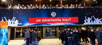 Mega wandexposure tussen hal en hal Recht boven de doorgang van hal naar hal kan een mega wandbanier van 5,03 x 2,34 meter (b x h) met uw advertentie geplaatst worden. Exclusief voor bedrijf.