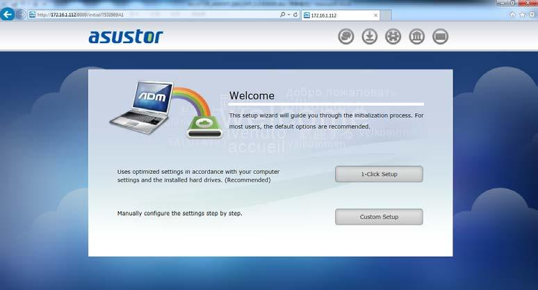 4.2. Webinstallatie Als u het huidige IP-adres van uw NAS al kent, kunt u een webbrowser openen en het IP-adres van uw NAS invoeren (bijvoorbeeld: http://192.168.1.168:8000) om de installatie te starten.