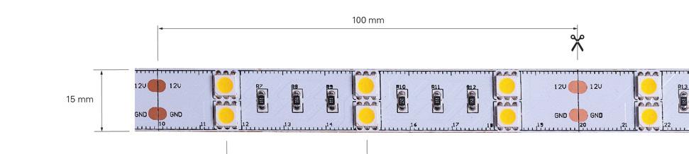 STRIPES 1 channel flexible power connection 12V DC LED rows 2 LED type SMD 5050 cutting possibility