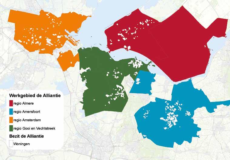 WERKGEBIED EN VERDELING WONINGBEZIT De Alliantie is werkzaam in de volgende gemeenten Amsterdam, Almere en Zeewolde (regio Amsterdam/Almere) Amersfoort, Eemnes, Leusden, Nijkerk en Soest (regio