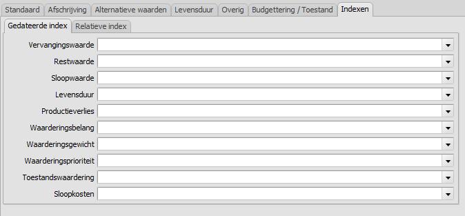 15.4.7 Tabblad Indexen Op dit tabblad worden de diverse kwantitatieve