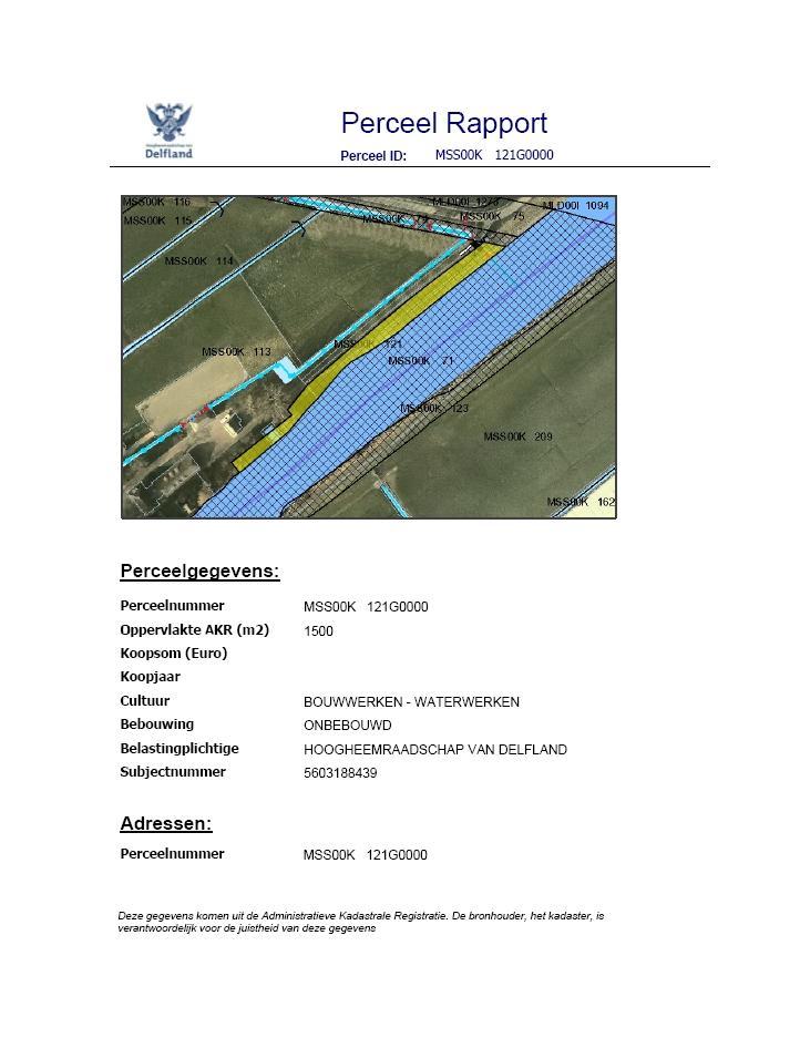 BIJLAGE 2 Perceelsrapport kadastrale