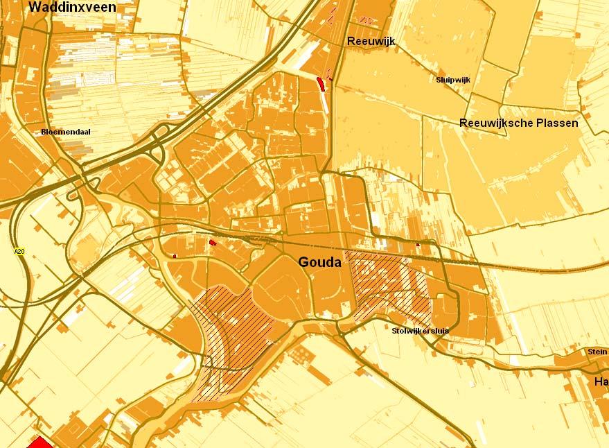 Woningbouw en herstructurering woongebieden in Gouda Plangebied Westergouwe Legenda Herstructurering Nieuwbouwlocaties Bevolkingsprognose De gemeente Gouda verwacht dat er in 2020 ongeveer 84.