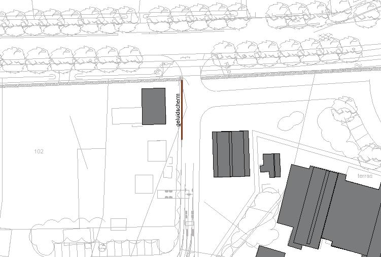 AKOESTISCH ONDERZOEK UITBREIDING WELLNESSRESORT DE ZWALUWHOEVE TE HIERDEN Figuur 6.5 De verharde toegangswegen (blauw gearceerd) perceel Molenweg 4 Figuur 6.6 Positie geluidscherm In Tabel 6.