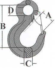 Componenten voor hijsen of vastzetten Ooghaak met klep Grade 80 Type SPE Aan ketting te
